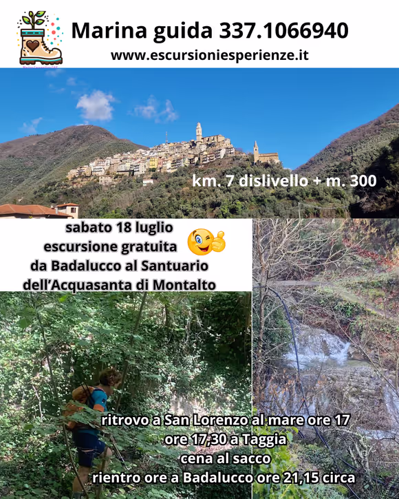 Speciale Entroterra: camminata gratuita all'Acquasanta e cena al sacco