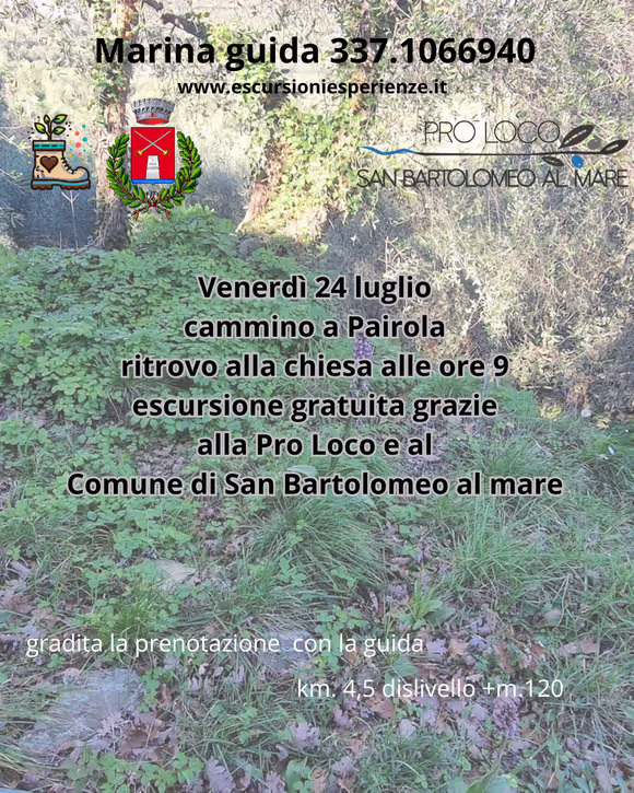Venerdì 24 luglio: camminata gratuita a Pairola tra natura e relax